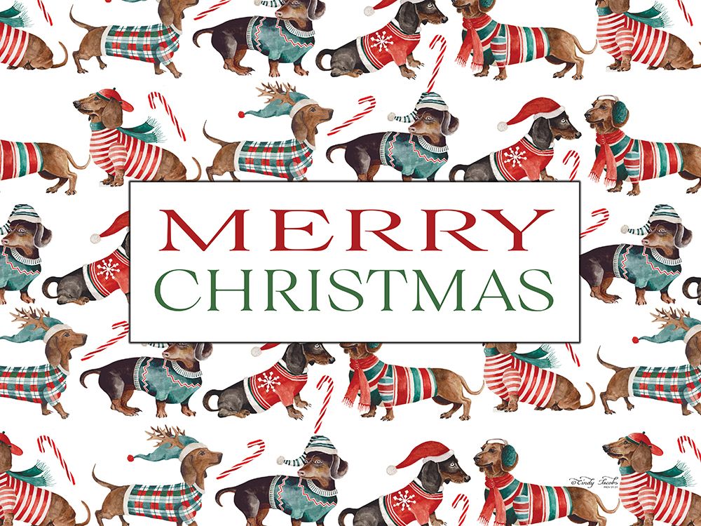 Merry Christmas Dachshunds art print by Cindy Jacobs for $57.95 CAD