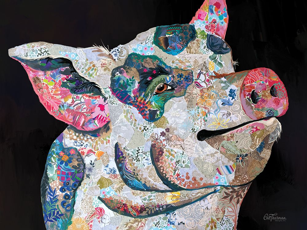 Collage Pig art print by Cat Thurman Designs for $57.95 CAD