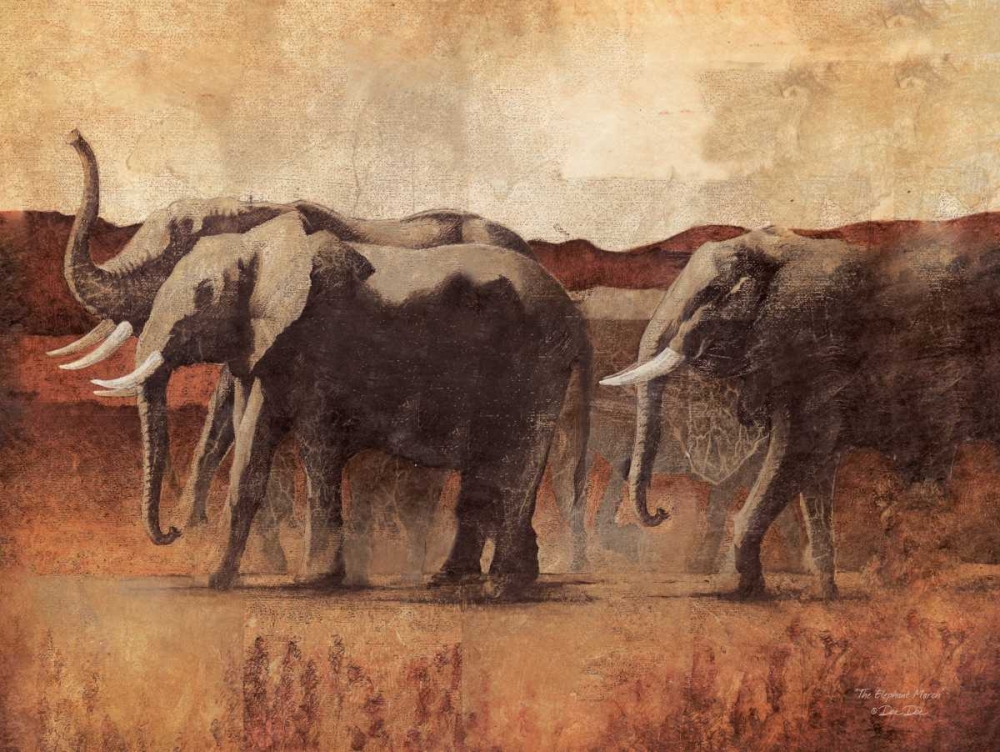 The Elephant March art print by Dee Dee for $57.95 CAD