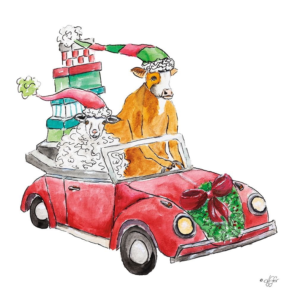 Christmas Car art print by Diane Fifer for $57.95 CAD