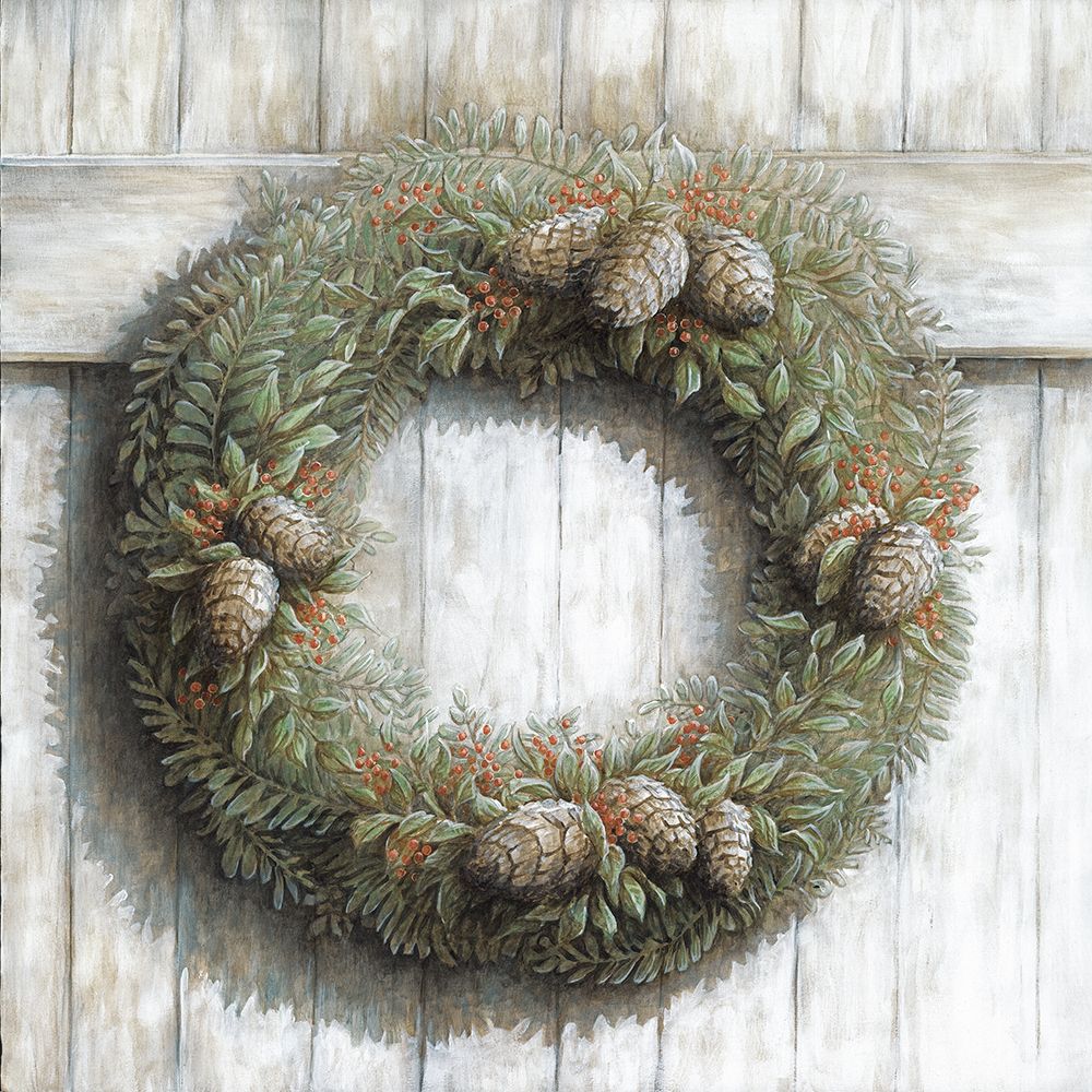 Pinecone Holiday Wreath art print by Dogwood Portfolio for $57.95 CAD