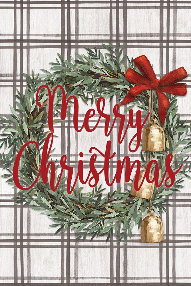 Merry Christmas Wreath with Bells art print by Dogwood Portfolio for $57.95 CAD