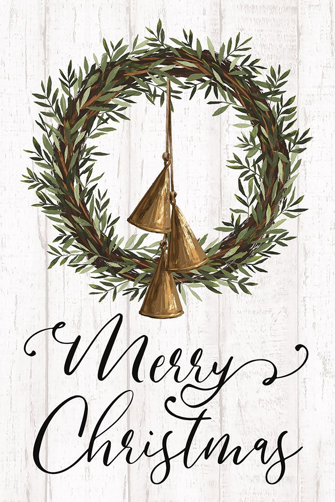 Merry Christmas Wreath and Bells art print by Dogwood Portfolio for $57.95 CAD