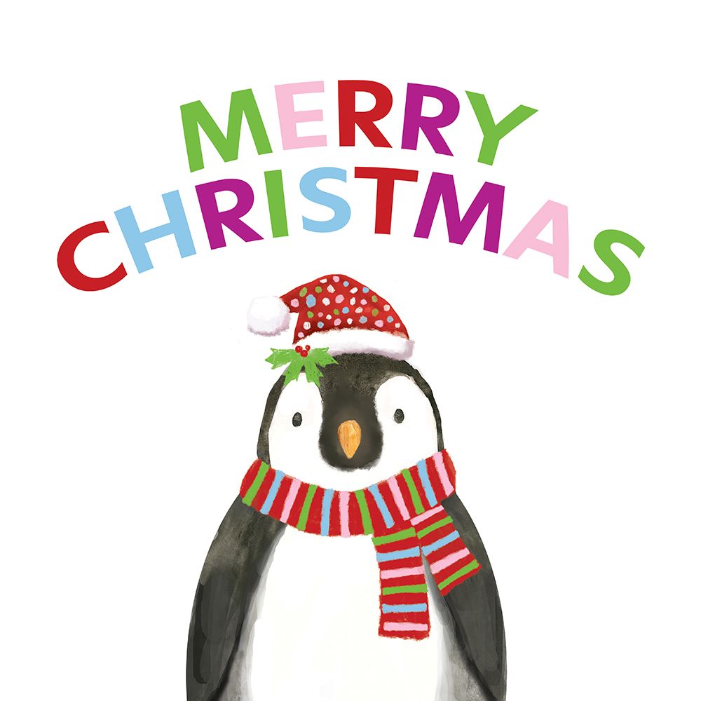 Merry Christmas Colorful Penguin art print by Dogwood Portfolio for $57.95 CAD