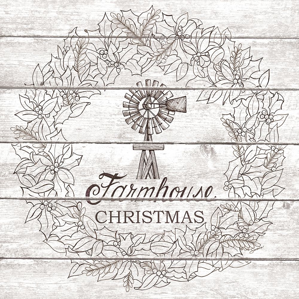 Farmhouse Christmas Wreath     art print by Deb Strain for $57.95 CAD