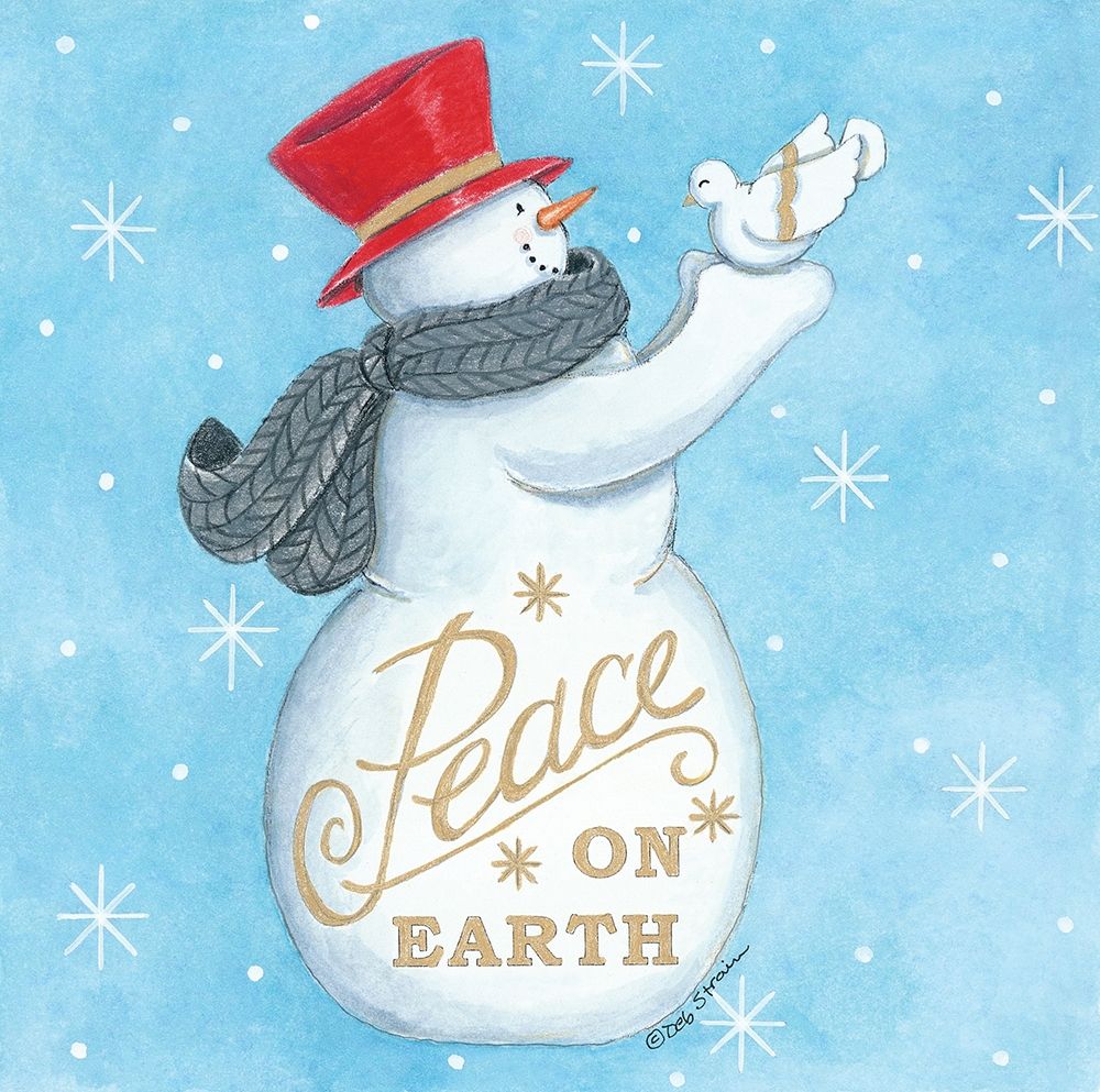 Peace on Earth Snowman art print by Deb Strain for $57.95 CAD