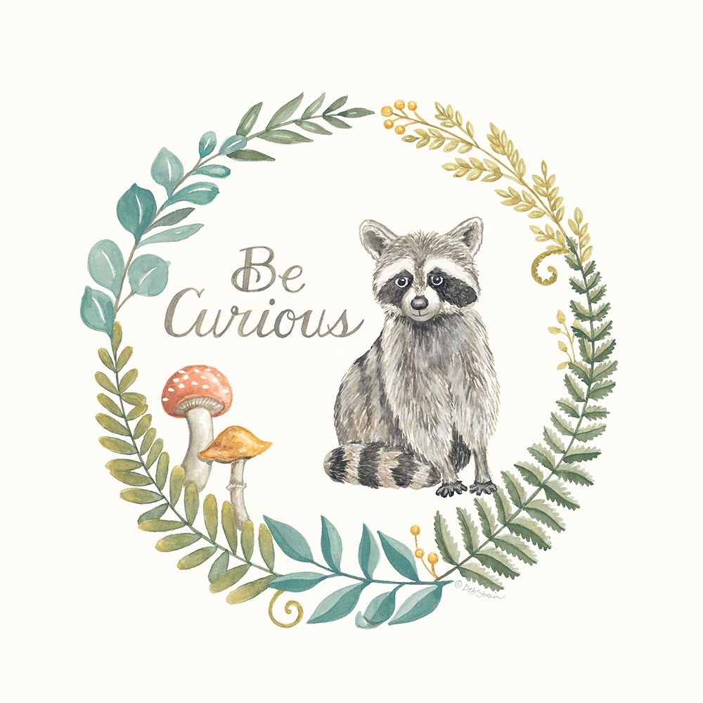 Be Curious Raccoon art print by Deb Strain for $57.95 CAD