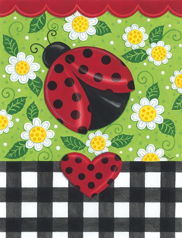 Ladybug And Plaid art print by Deb Strain for $57.95 CAD