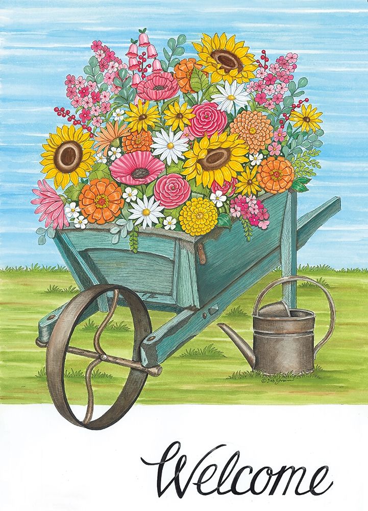 Welcome Wheelbarrow art print by Deb Strain for $57.95 CAD