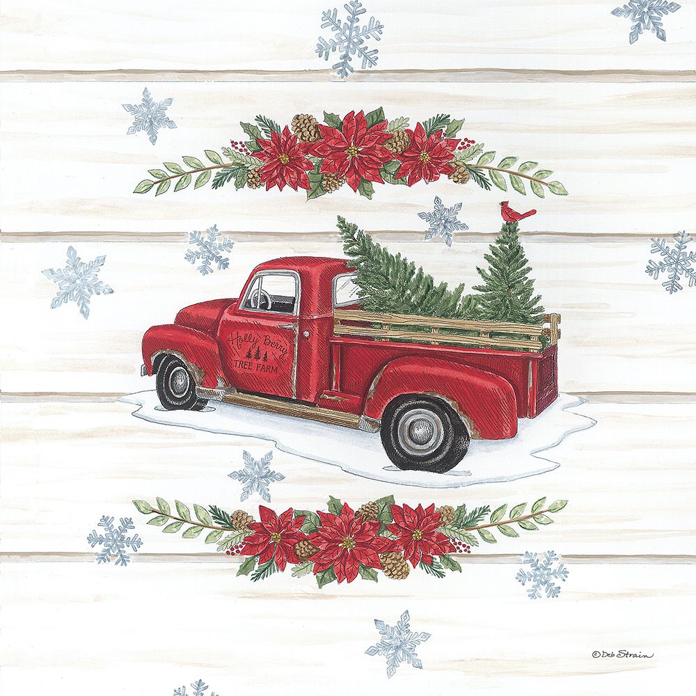 Holly Berry Tree Farms Truck art print by Deb Strain for $57.95 CAD