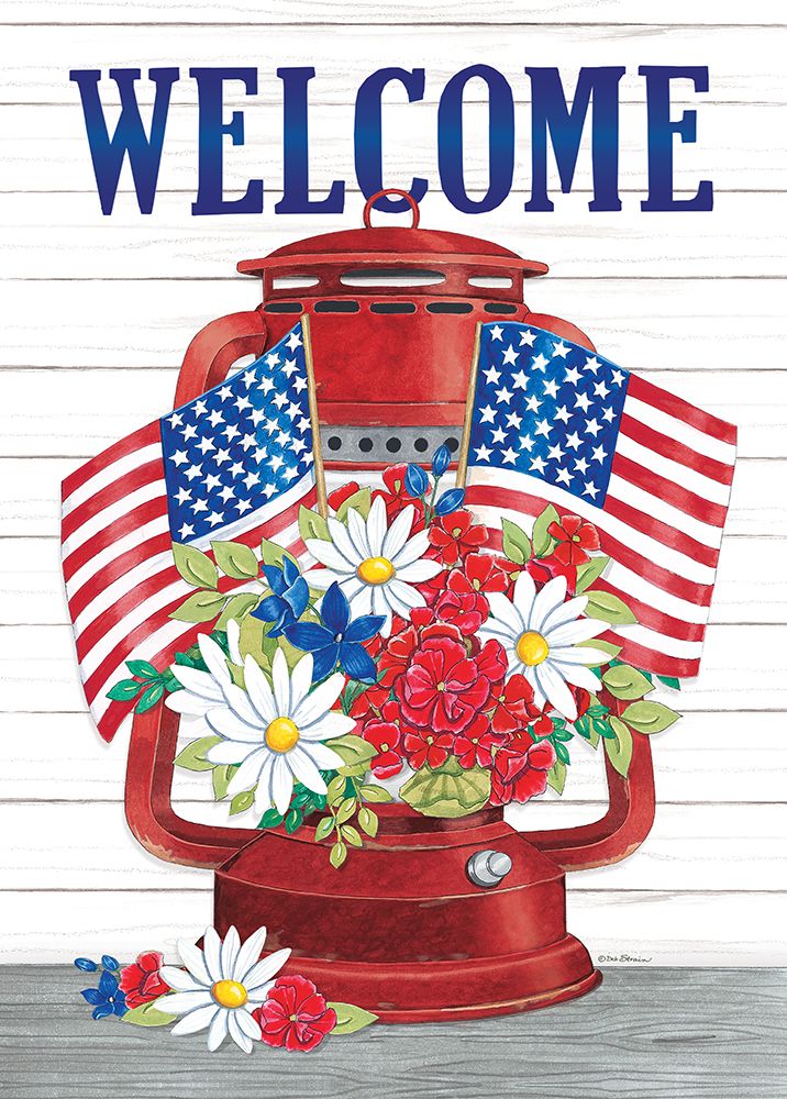 Welcome Patriotic Lantern art print by Deb Strain for $57.95 CAD