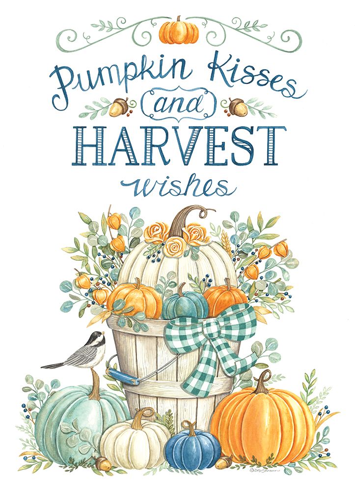 Pumpkin Kisses And Harvest Wishes art print by Deb Strain for $57.95 CAD
