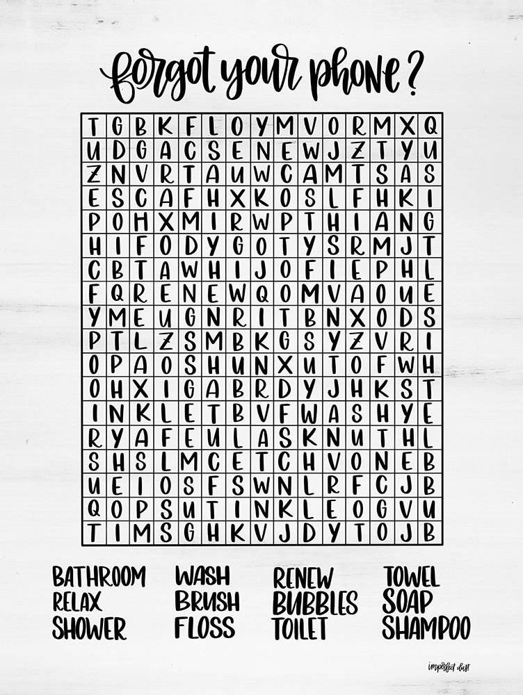 Bathroom Word Search art print by Imperfect Dust for $57.95 CAD