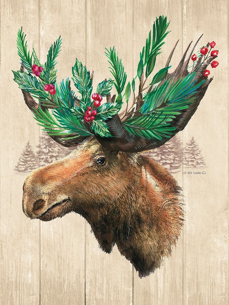 Holiday Moose art print by Ed Wargo for $57.95 CAD