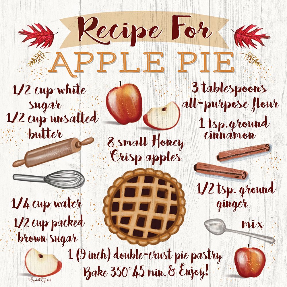 Apple Pie Recipe art print by Elizabeth Tyndall for $57.95 CAD