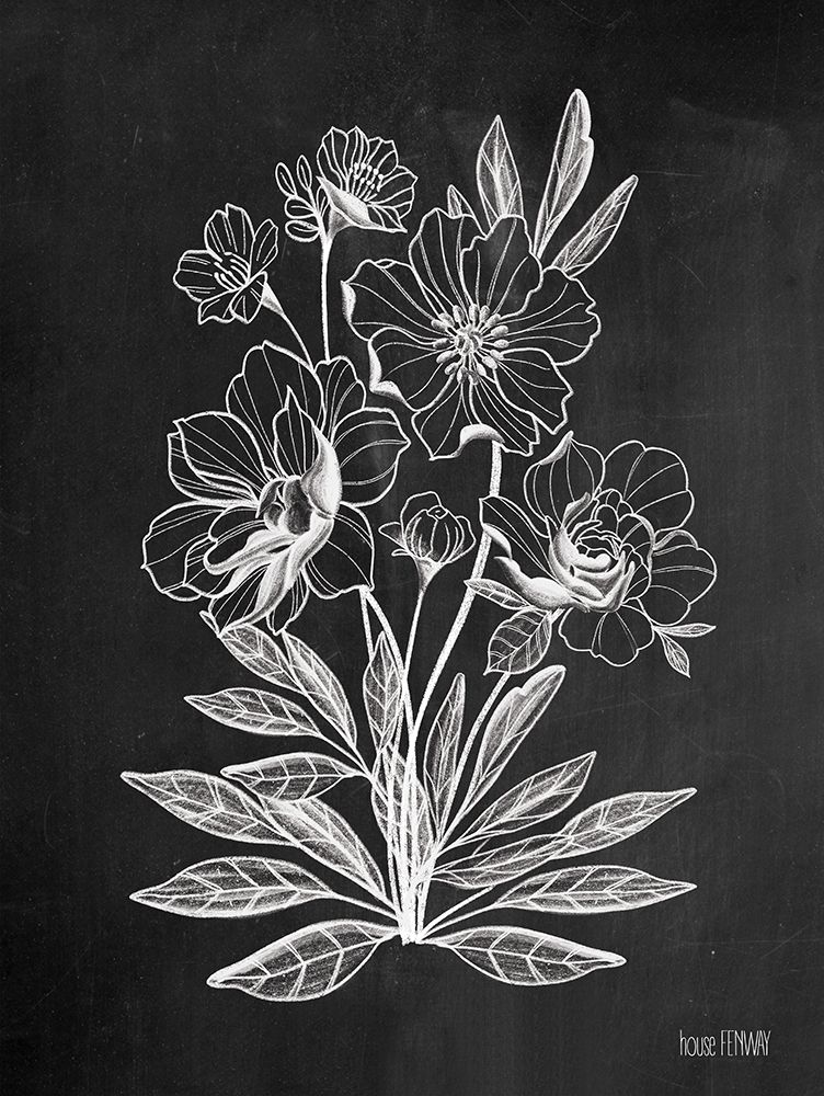 Vintage Chalkboard Flowers art print by House Fenway for $57.95 CAD