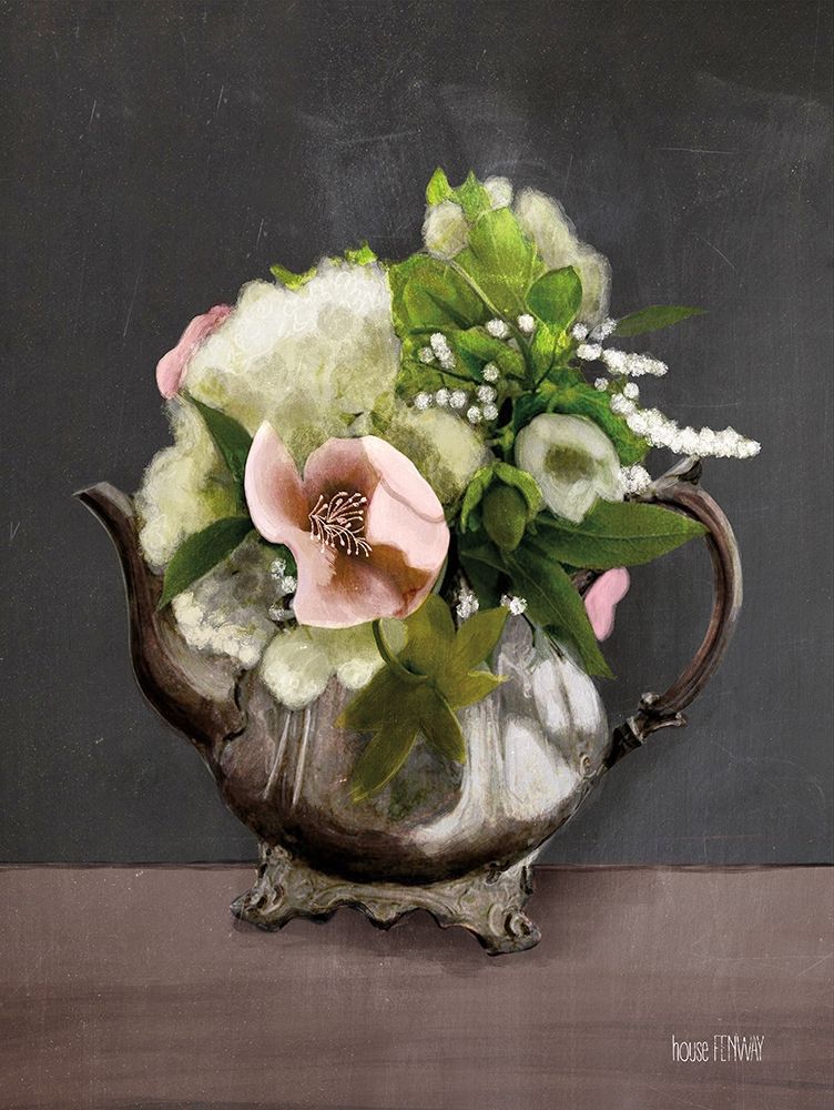 Vintage Floral Tea Pot art print by House Fenway for $57.95 CAD