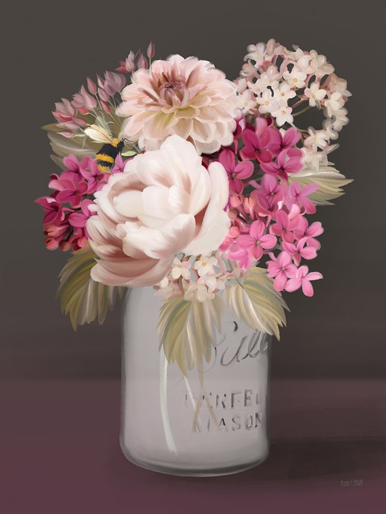 Plum Mason Jar Floral art print by House Fenway for $57.95 CAD
