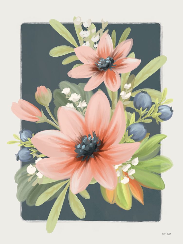 Floral Blueberries II art print by House Fenway for $57.95 CAD