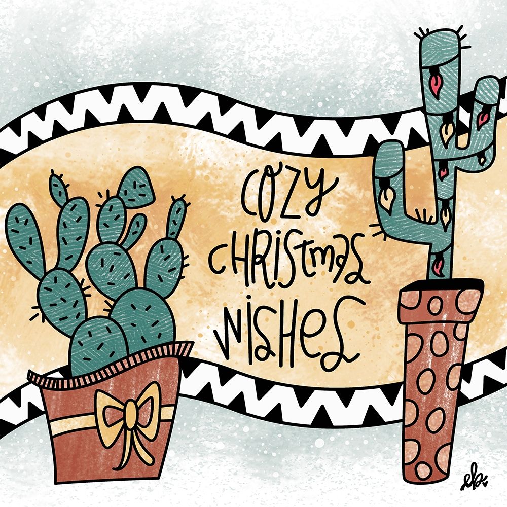 Cactus Cozy Christmas Wishes art print by Erin Barrett for $57.95 CAD