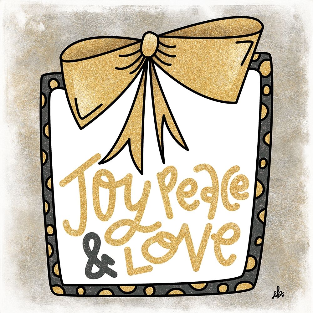 Joy, Peace and Love Present art print by Erin Barrett for $57.95 CAD