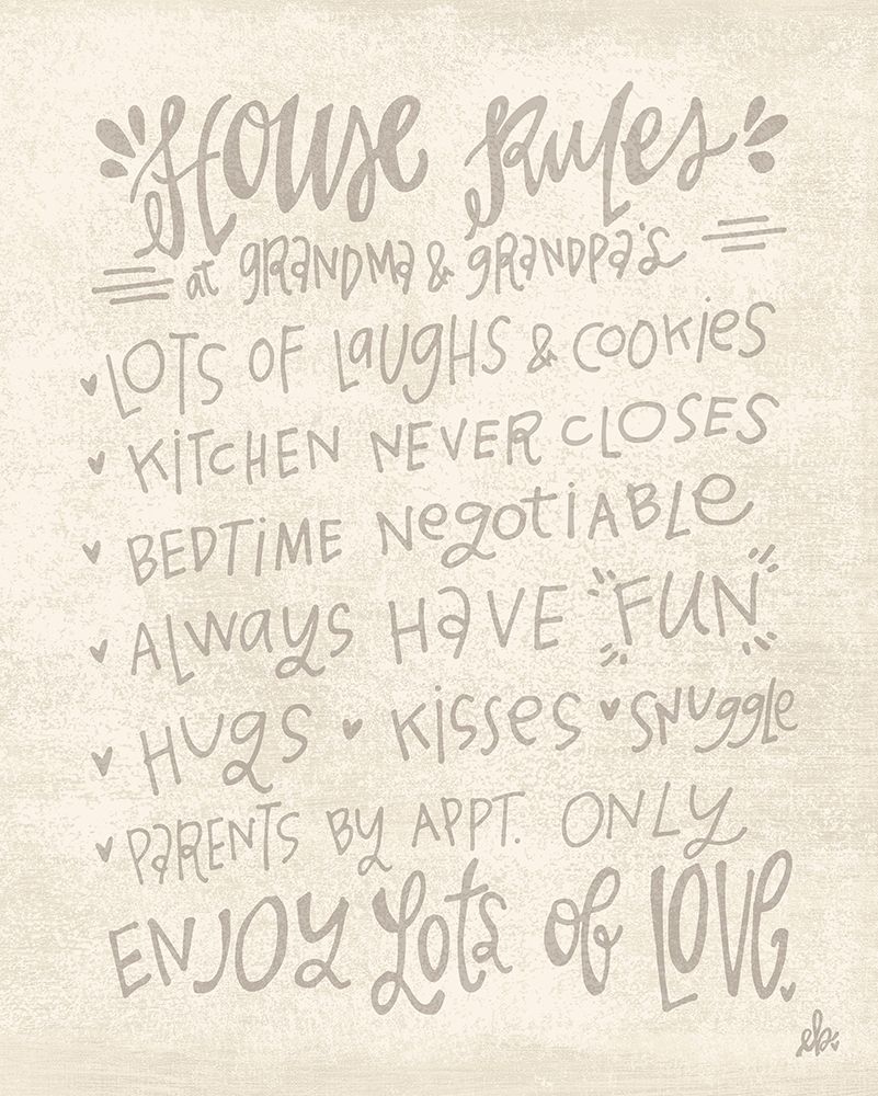 House Rules at Grandma and Grandpas art print by Erin Barrett for $57.95 CAD