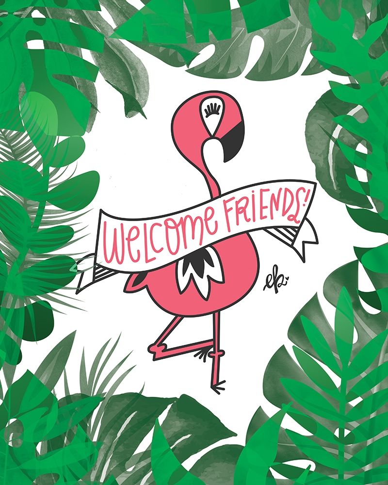 Flamingo Welcome Friends art print by Erin Barrett for $57.95 CAD