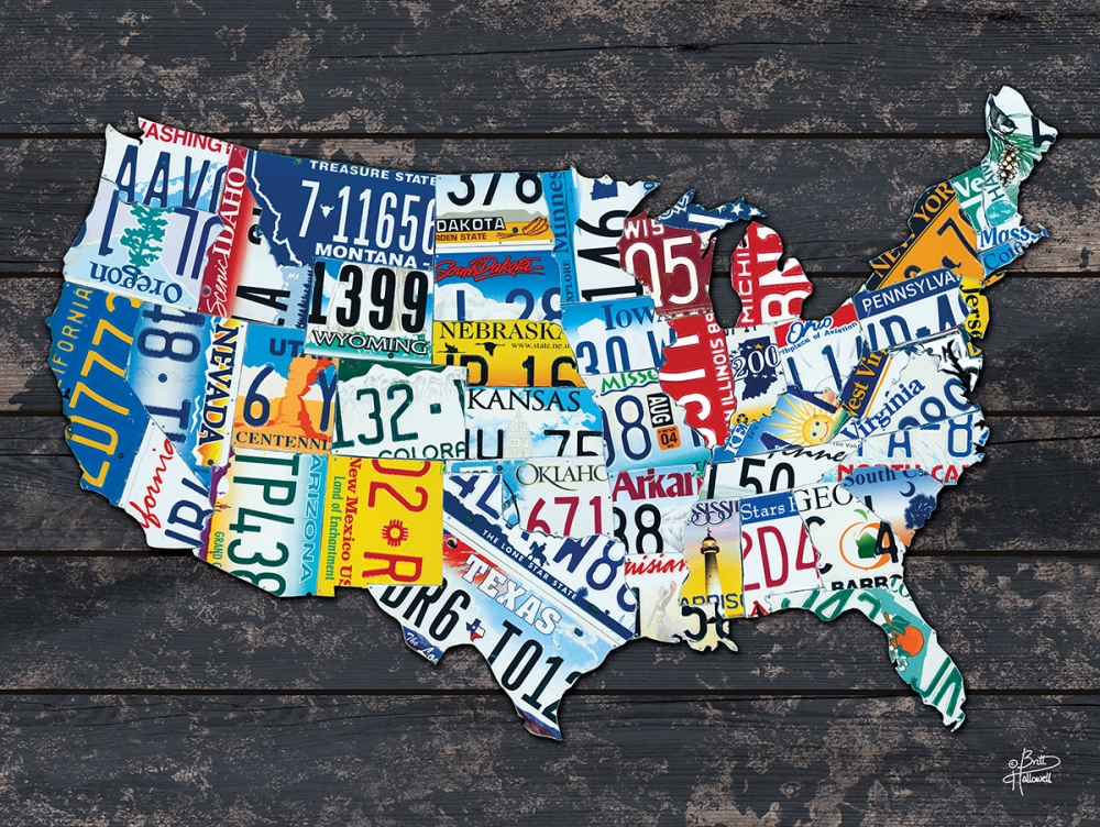 USA License Plate Map art print by Britt Hallowell for $57.95 CAD