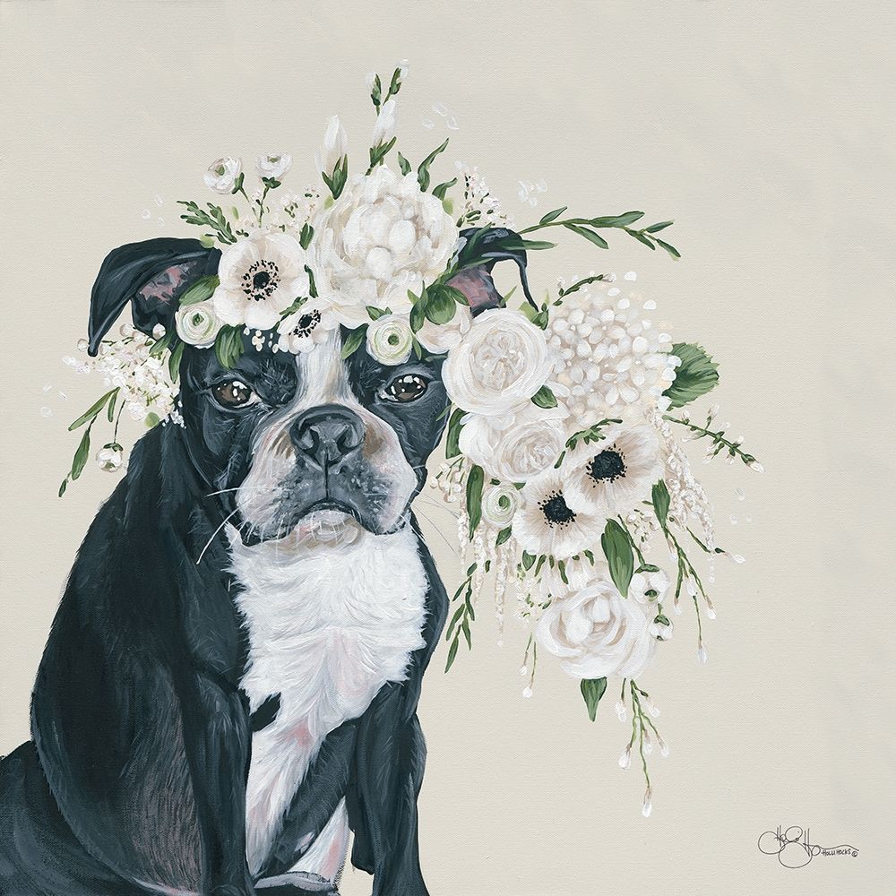 Dog and Flower art print by Holllihocks Art for $57.95 CAD