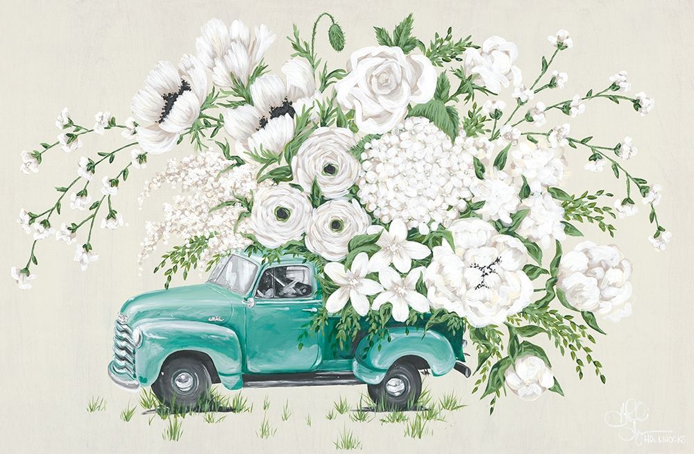 White Floral Truck art print by Hollihocks Art for $57.95 CAD