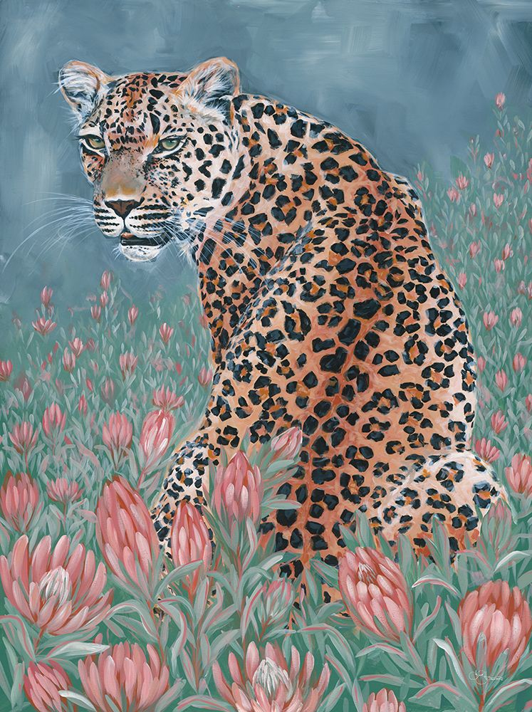 Leopard in the Flowers art print by Hollihocks Art for $57.95 CAD