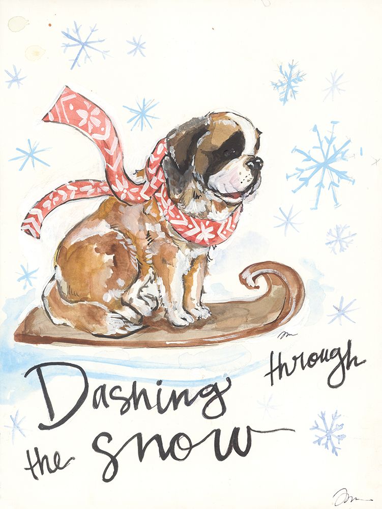 Dashing Through the Snow St. Bernard art print by Jessica Mingo for $57.95 CAD