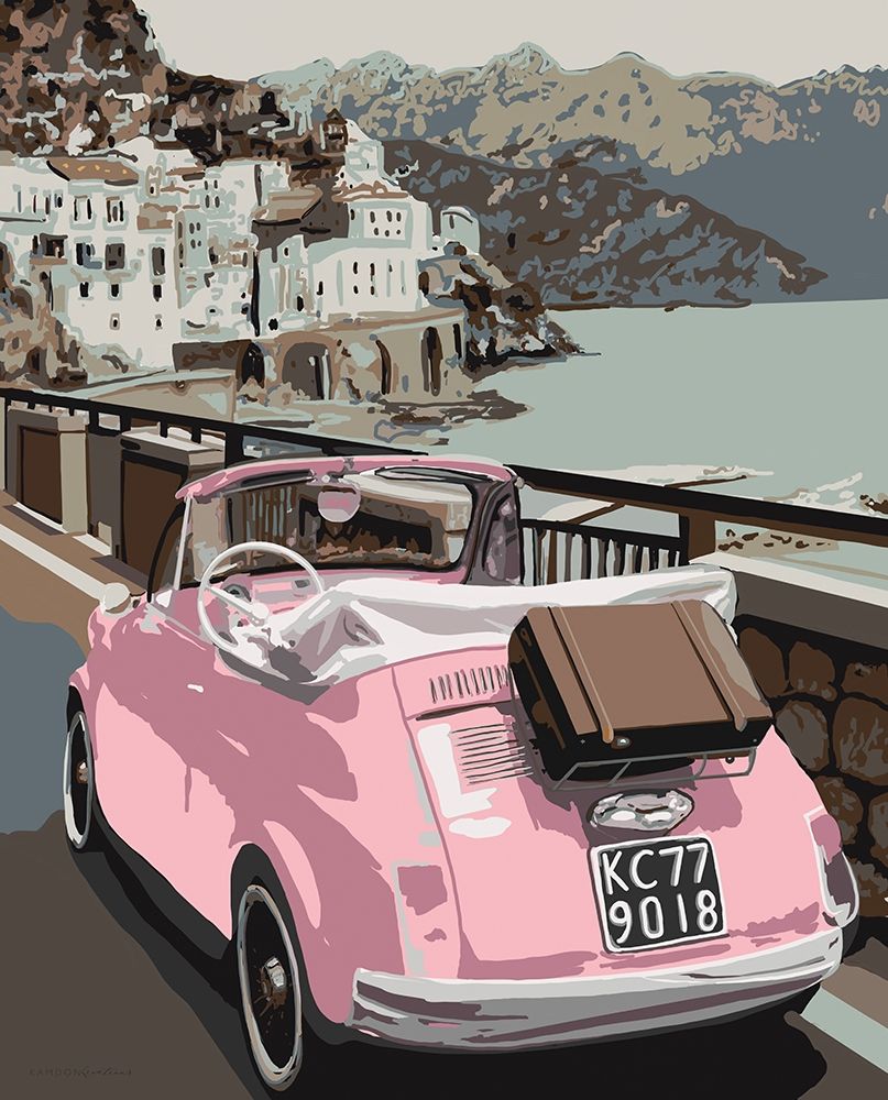 Pink Bug in Europe art print by Kamdon Kreations for $57.95 CAD