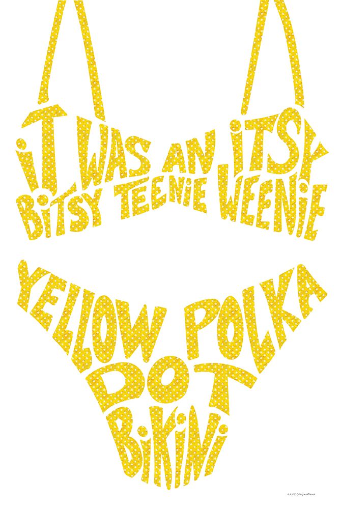 Yellow Polka Dot Bikini art print by Kamdon Kreations for $57.95 CAD