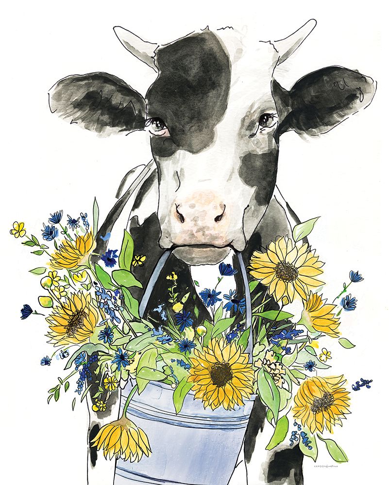 Bessie in the Sunflowers art print by Kamdon Kreations for $57.95 CAD
