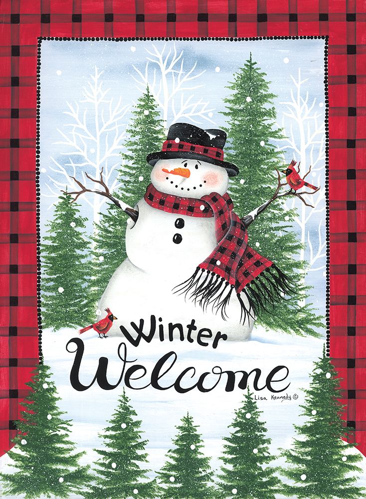 Red And Black Plaid Snowman art print by Lisa Kennedy for $57.95 CAD