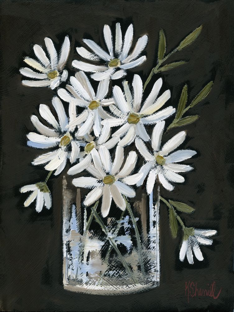 Daisies on Black art print by Kate Sherrill for $57.95 CAD