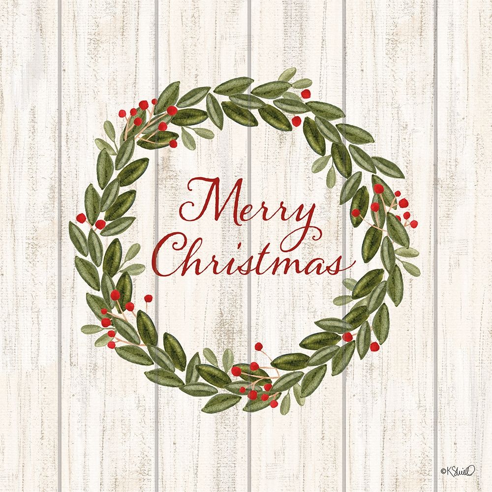Merry Christmas Wreath    art print by Kate Sherrill for $57.95 CAD