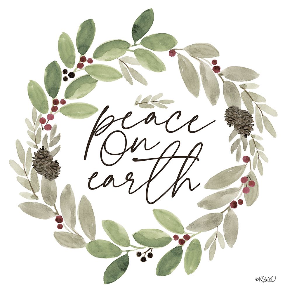 Peace on Earth Wreath art print by Kate Sherrill for $57.95 CAD