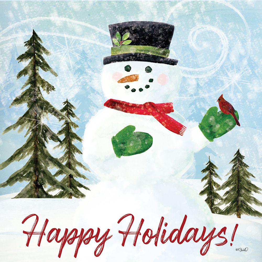 Happy Holidays Snowman art print by Kate Sherrill for $57.95 CAD