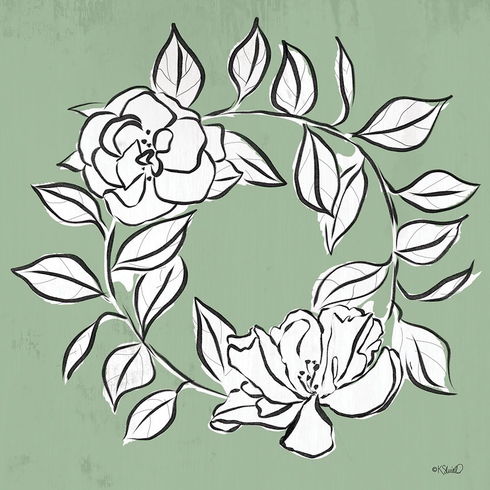 Floral Wreath Sketch art print by Kate Sherrill for $57.95 CAD
