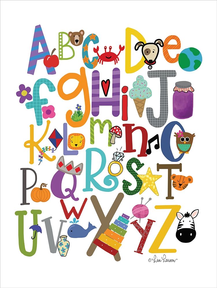 Colorful Alphabet art print by Lisa Larson for $57.95 CAD