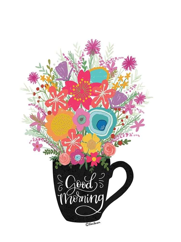 Good Morning Coffee Floral art print by Lisa Larson for $57.95 CAD