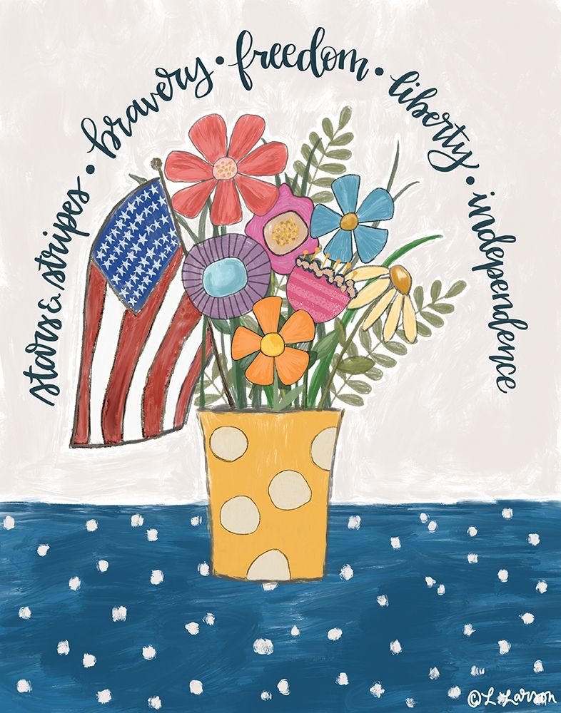 Patriotic Flower Pot art print by Lisa Larson for $57.95 CAD
