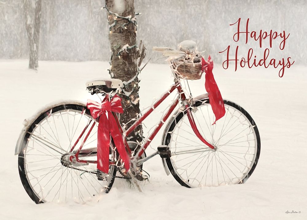 Happy Holidays Snowy Bike  art print by Lori Deiter for $57.95 CAD