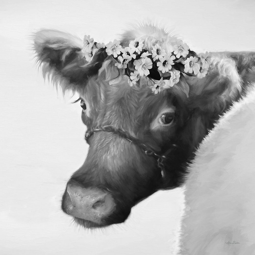 Brown Cow with Flowers art print by Lori Deiter for $57.95 CAD