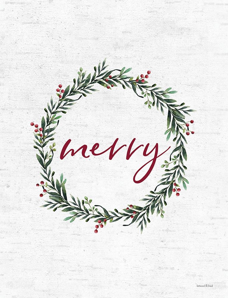 Merry Wreath art print by Lettered and Lined for $57.95 CAD