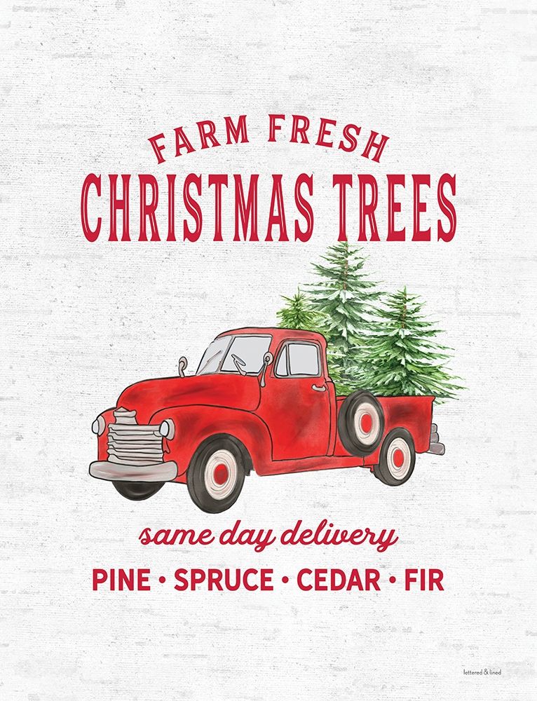 Christmas Trees Delivery Truck art print by Lettered and Lined for $57.95 CAD