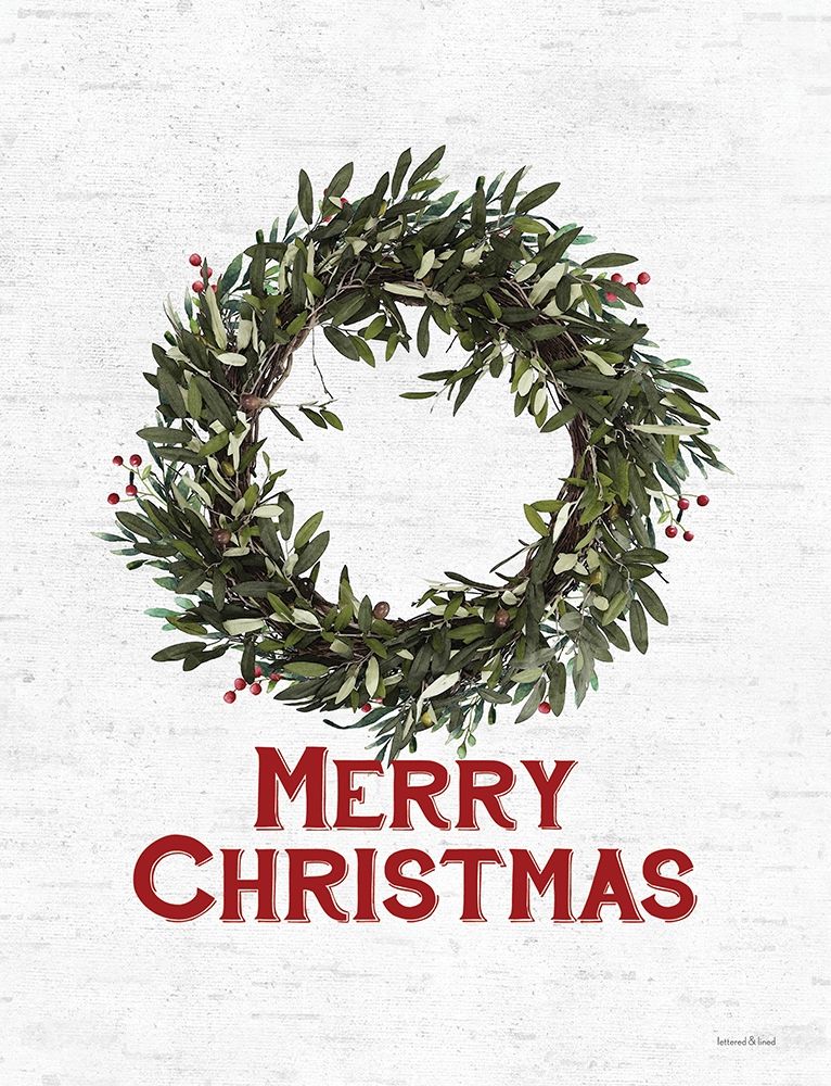 Merry Christmas Wreath art print by Lettered and Lined for $57.95 CAD
