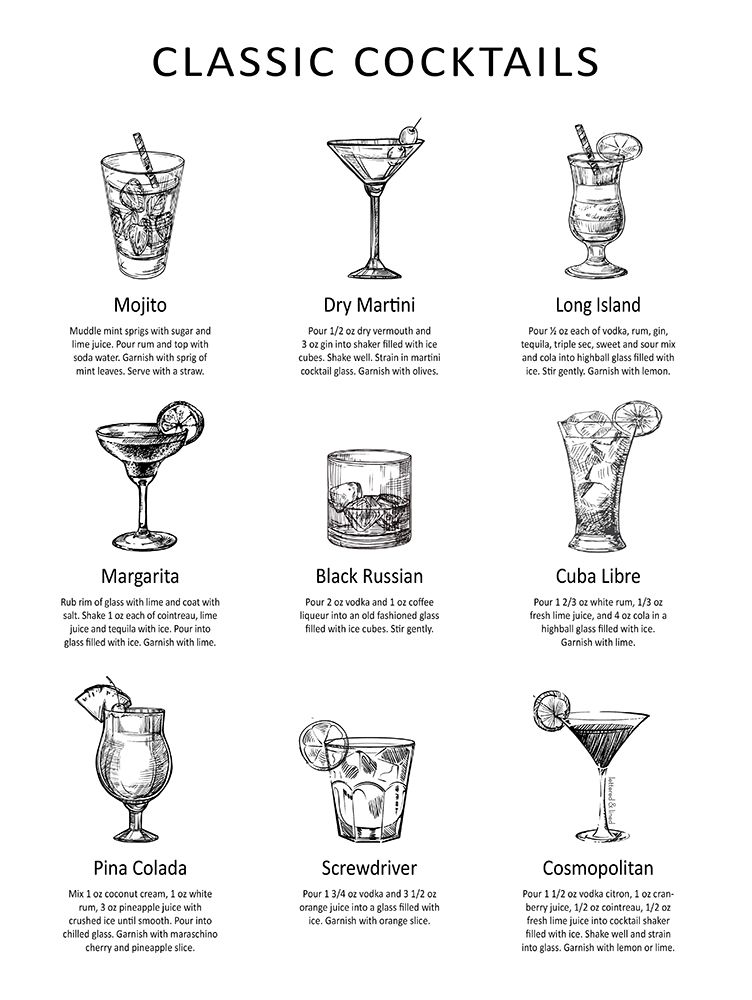 Classic Cocktails art print by Lettered And Lined for $57.95 CAD